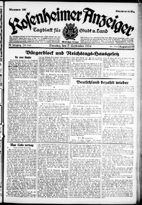 Rosenheimer Anzeiger Dienstag 2. September 1924