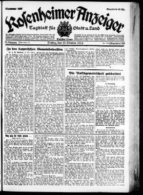 Rosenheimer Anzeiger Freitag 10. Oktober 1924