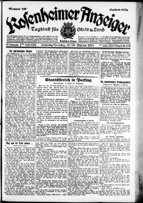 Rosenheimer Anzeiger Samstag 25. Oktober 1924