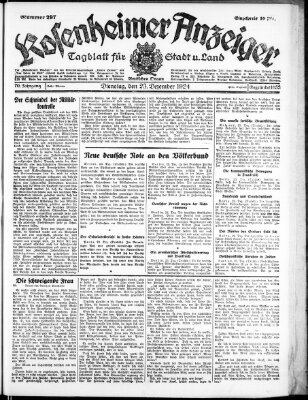 Rosenheimer Anzeiger Dienstag 23. Dezember 1924