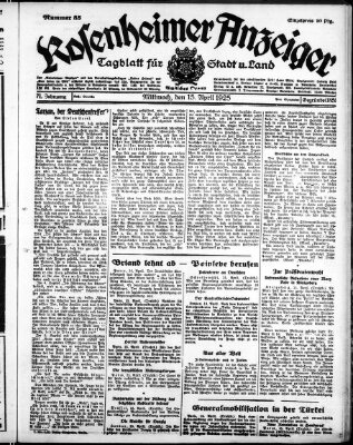 Rosenheimer Anzeiger Mittwoch 15. April 1925