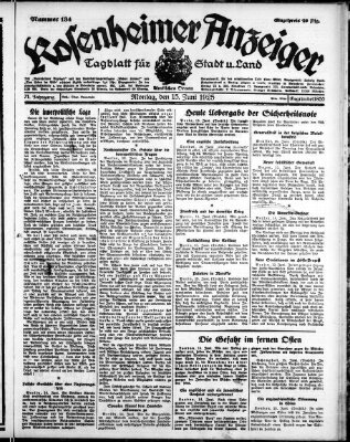 Rosenheimer Anzeiger Montag 15. Juni 1925