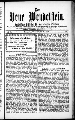 Wendelstein Donnerstag 21. März 1878