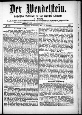 Wendelstein Donnerstag 15. Dezember 1881