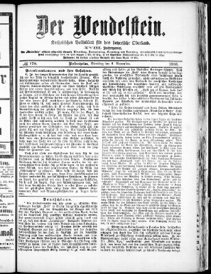 Wendelstein Dienstag 6. November 1888