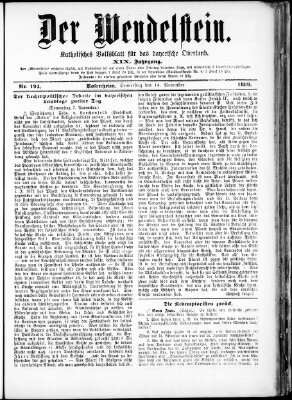 Wendelstein Donnerstag 14. November 1889
