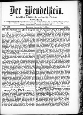 Wendelstein Donnerstag 27. Oktober 1892