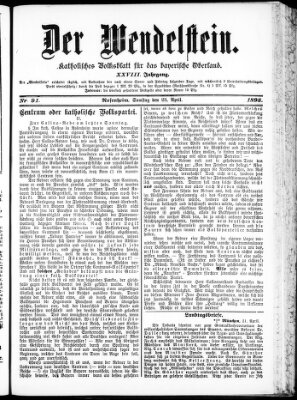 Wendelstein Samstag 23. April 1898