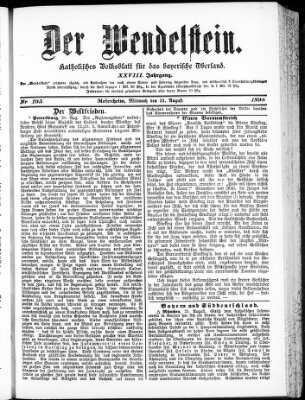 Wendelstein Mittwoch 31. August 1898