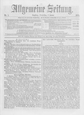 Allgemeine Zeitung Donnerstag 5. Januar 1871