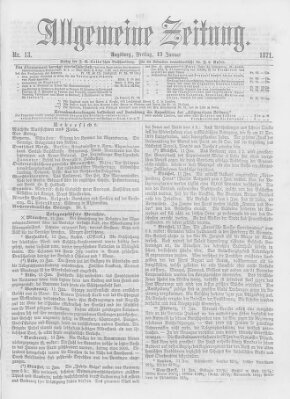 Allgemeine Zeitung Freitag 13. Januar 1871