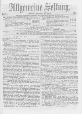 Allgemeine Zeitung Samstag 21. Januar 1871