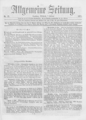 Allgemeine Zeitung Mittwoch 1. Februar 1871