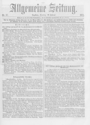 Allgemeine Zeitung Sonntag 26. Februar 1871