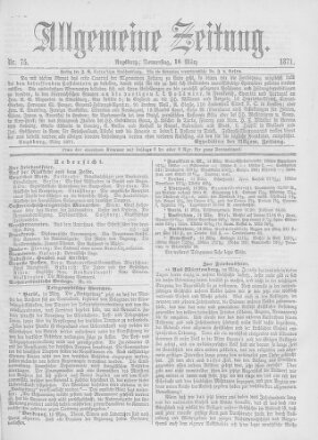 Allgemeine Zeitung Donnerstag 16. März 1871