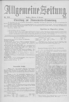Allgemeine Zeitung Mittwoch 22. Dezember 1875