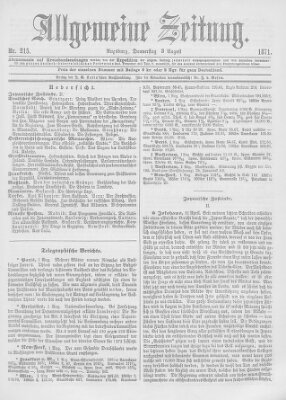 Allgemeine Zeitung Donnerstag 3. August 1871