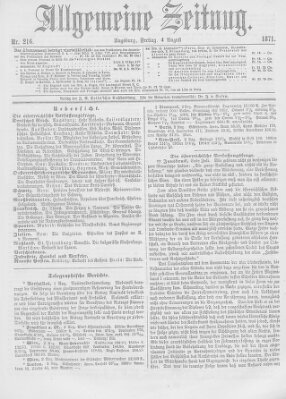 Allgemeine Zeitung Freitag 4. August 1871