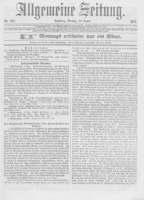 Allgemeine Zeitung Montag 14. August 1871
