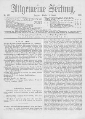 Allgemeine Zeitung Dienstag 15. August 1871