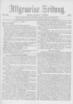 Allgemeine Zeitung Samstag 9. September 1871