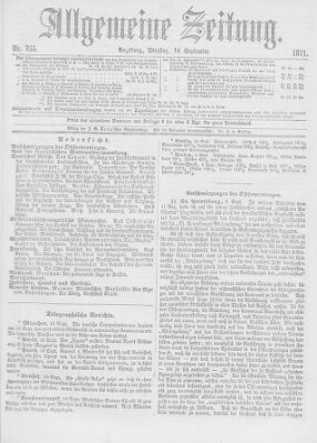Allgemeine Zeitung Dienstag 12. September 1871
