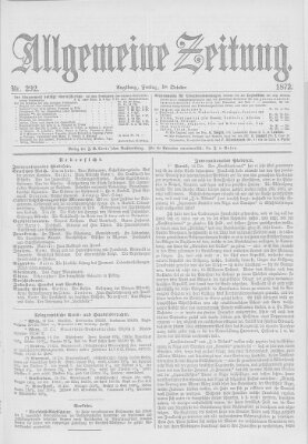 Allgemeine Zeitung Freitag 18. Oktober 1872