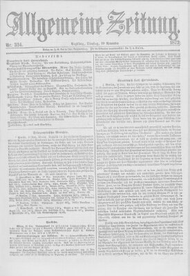 Allgemeine Zeitung Dienstag 19. November 1872