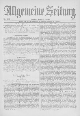 Allgemeine Zeitung Montag 2. Dezember 1872