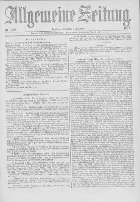 Allgemeine Zeitung Dienstag 3. Dezember 1872