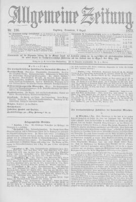 Allgemeine Zeitung Samstag 3. August 1872