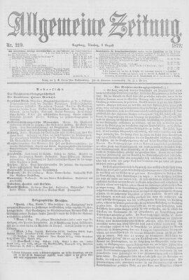 Allgemeine Zeitung Dienstag 6. August 1872