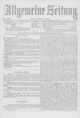 Allgemeine Zeitung Dienstag 20. August 1872