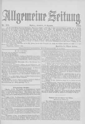Allgemeine Zeitung Samstag 28. September 1872
