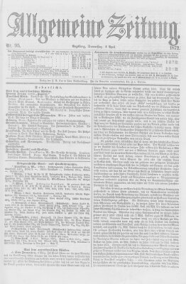 Allgemeine Zeitung Donnerstag 4. April 1872