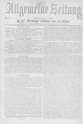 Allgemeine Zeitung Montag 1. Januar 1872