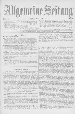 Allgemeine Zeitung Sonntag 14. Januar 1872