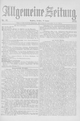 Allgemeine Zeitung Dienstag 16. Januar 1872