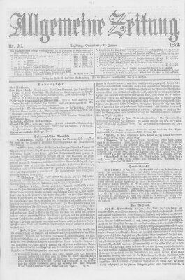 Allgemeine Zeitung Samstag 20. Januar 1872