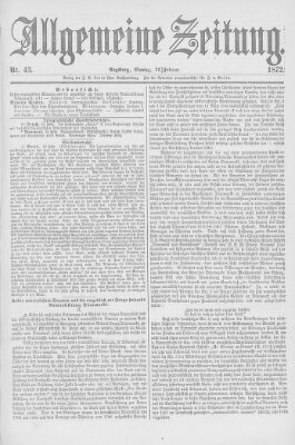 Allgemeine Zeitung Montag 12. Februar 1872