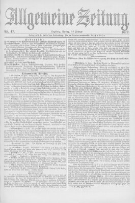 Allgemeine Zeitung Freitag 16. Februar 1872