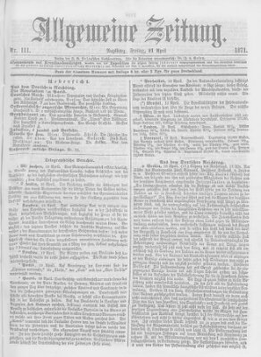 Allgemeine Zeitung Freitag 21. April 1871