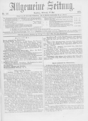 Allgemeine Zeitung Mittwoch 17. Mai 1871