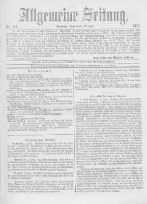 Allgemeine Zeitung Samstag 17. Juni 1871