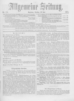 Allgemeine Zeitung Dienstag 20. Juni 1871