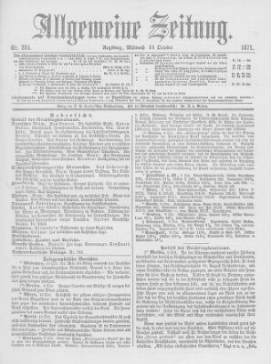 Allgemeine Zeitung Mittwoch 11. Oktober 1871