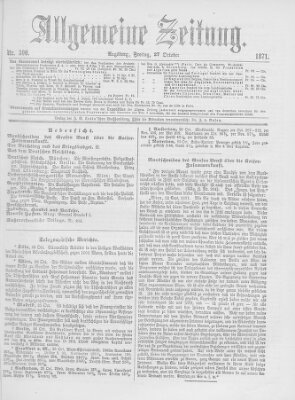 Allgemeine Zeitung Freitag 27. Oktober 1871