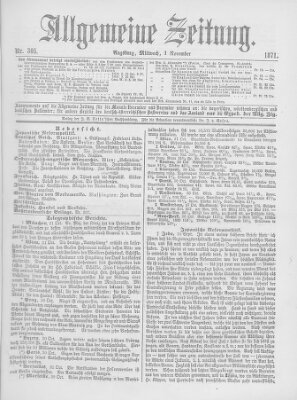 Allgemeine Zeitung Mittwoch 1. November 1871