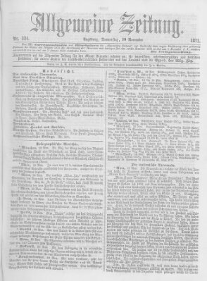 Allgemeine Zeitung Donnerstag 30. November 1871