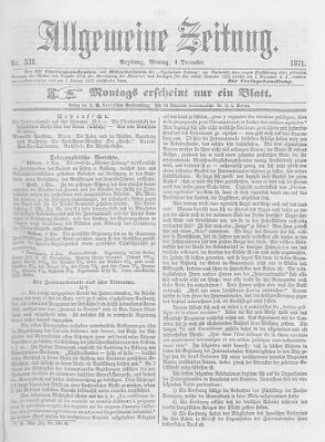 Allgemeine Zeitung Montag 4. Dezember 1871